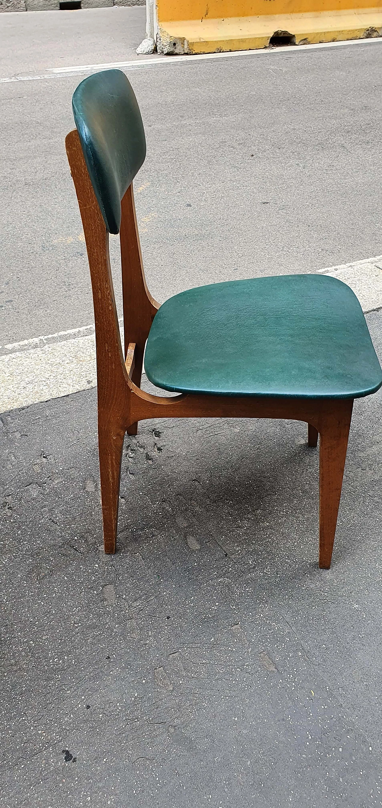 12 Wooden chairs with skai seat and back by SAM of Bergamo, 1970s 1268281