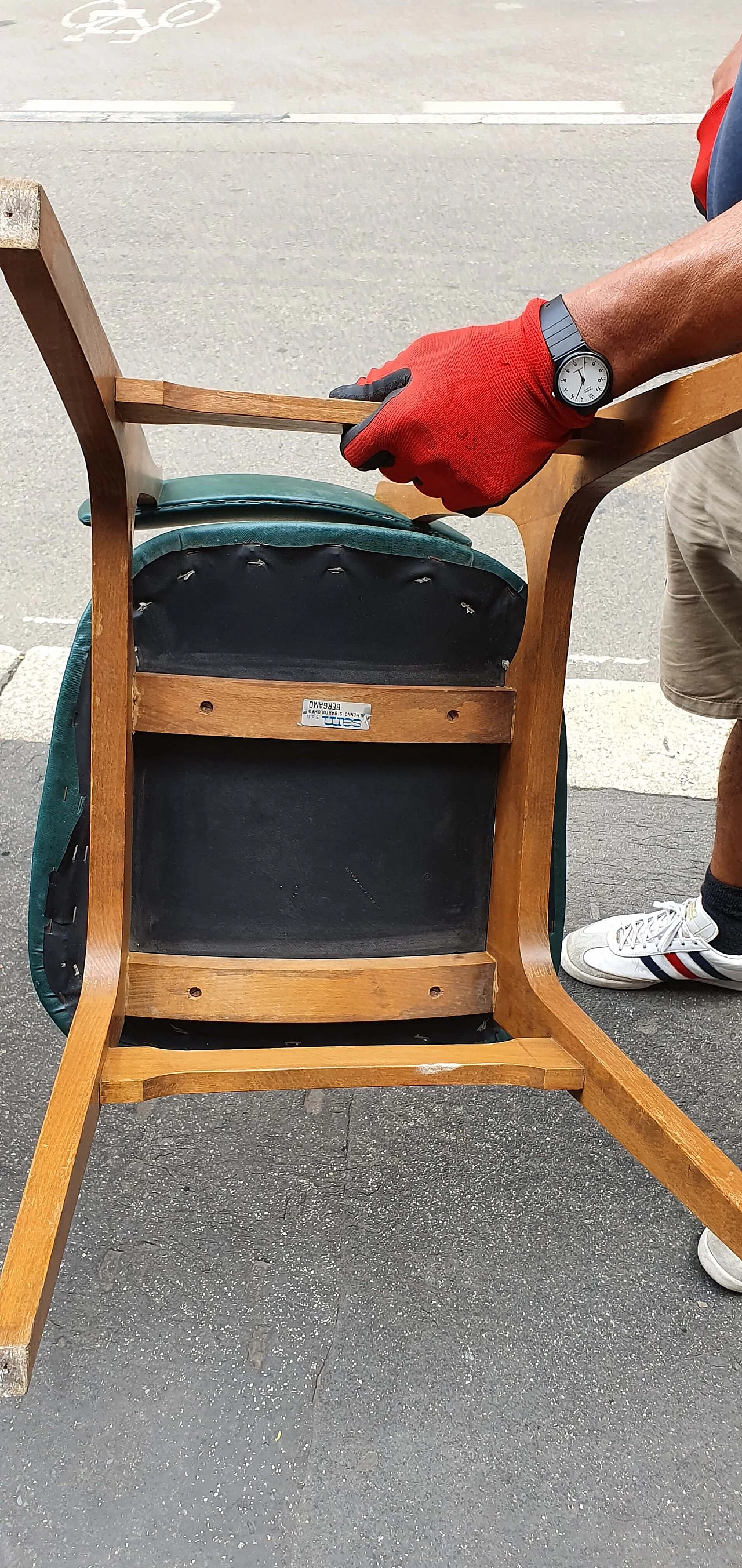 12 Wooden chairs with skai seat and back by SAM of Bergamo, 1970s 1268284