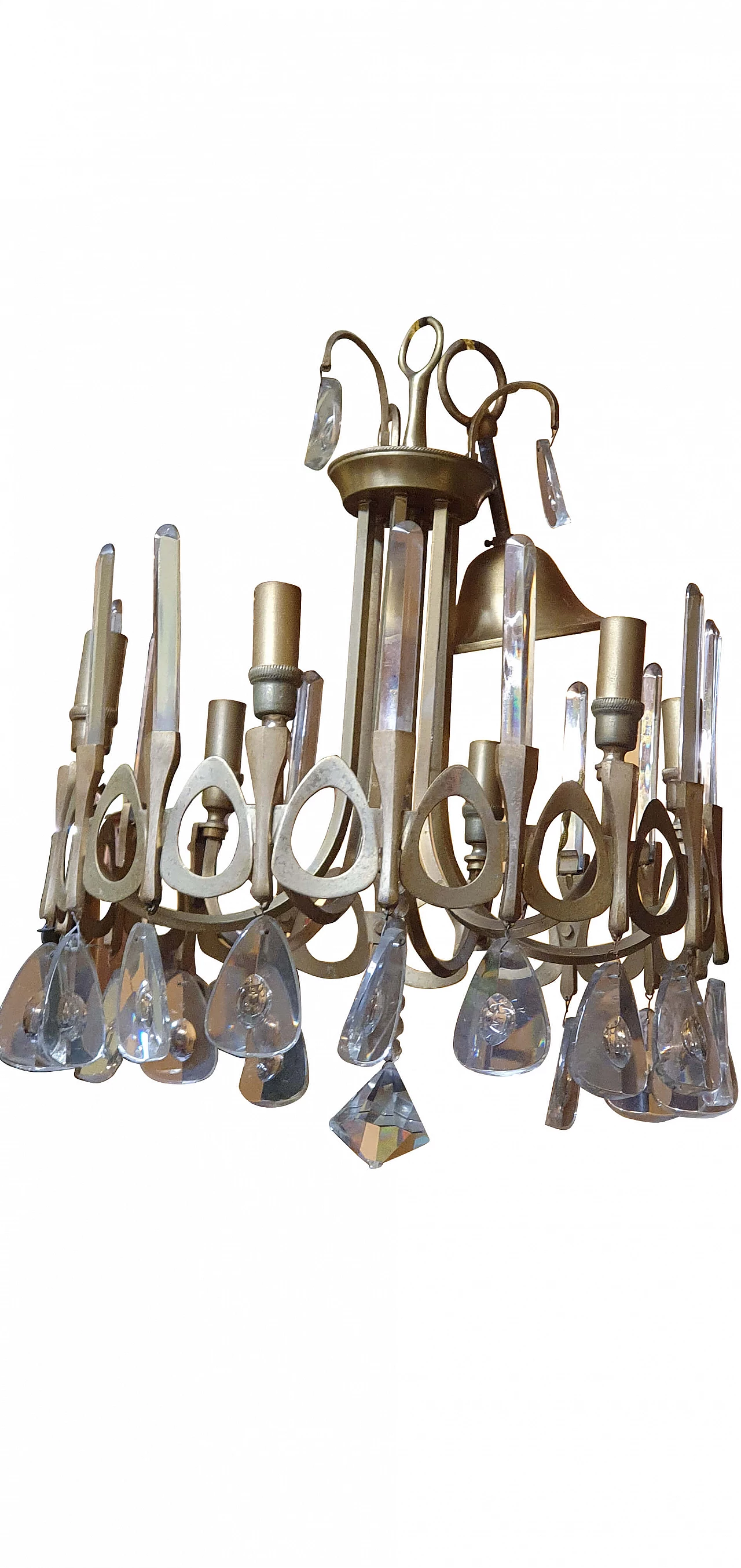 Brass and glass chandelier by Sciolari, 70s 1268309