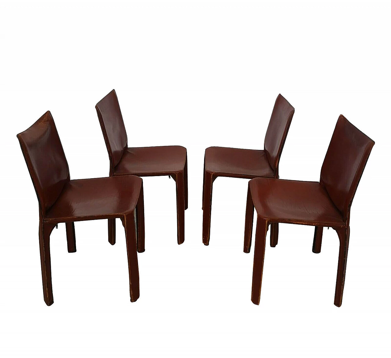 4 Sedie Cab in pelle di Mario Bellini per Cassina, anni '70 1268541