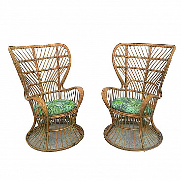 Pair of Biancamano armchairs in bamboo by Lio Carminati and Giò Ponti, 60s