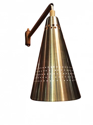 Wall sconce in teak and brushed metal by Hans-Agne Jakobbsen, 60s