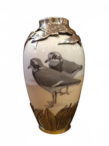 Vase in ceramic and silver by Royal Copenhagen, 10s