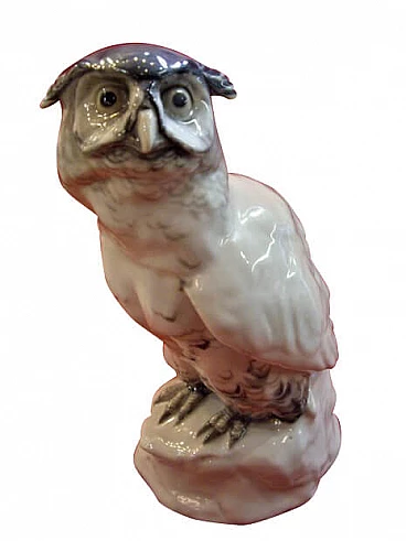 Sculpture of a horned owl in porcelain by Karl Ens Volskstedt, 10s