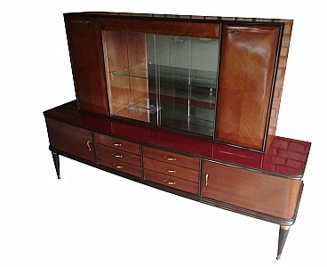 Sideboard in rosewood and brass with display case by Galleria del Mobile d'Arte Cantù, 50s