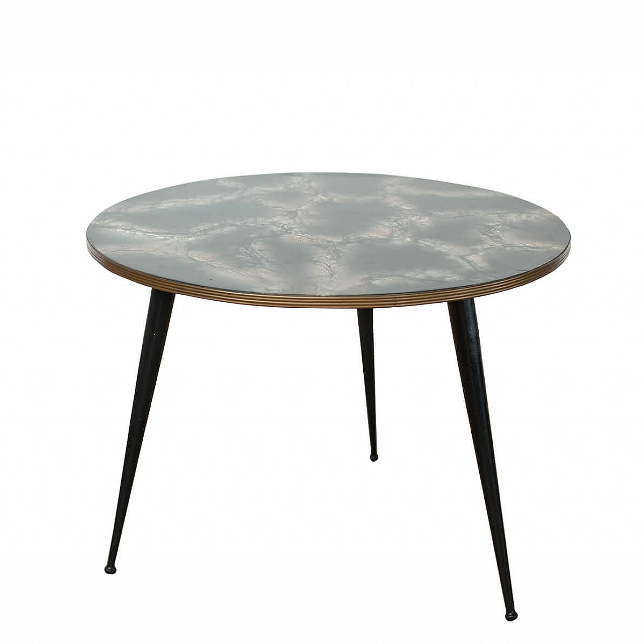 Tripod coffee table with round imitation marble top, 50s 1269147