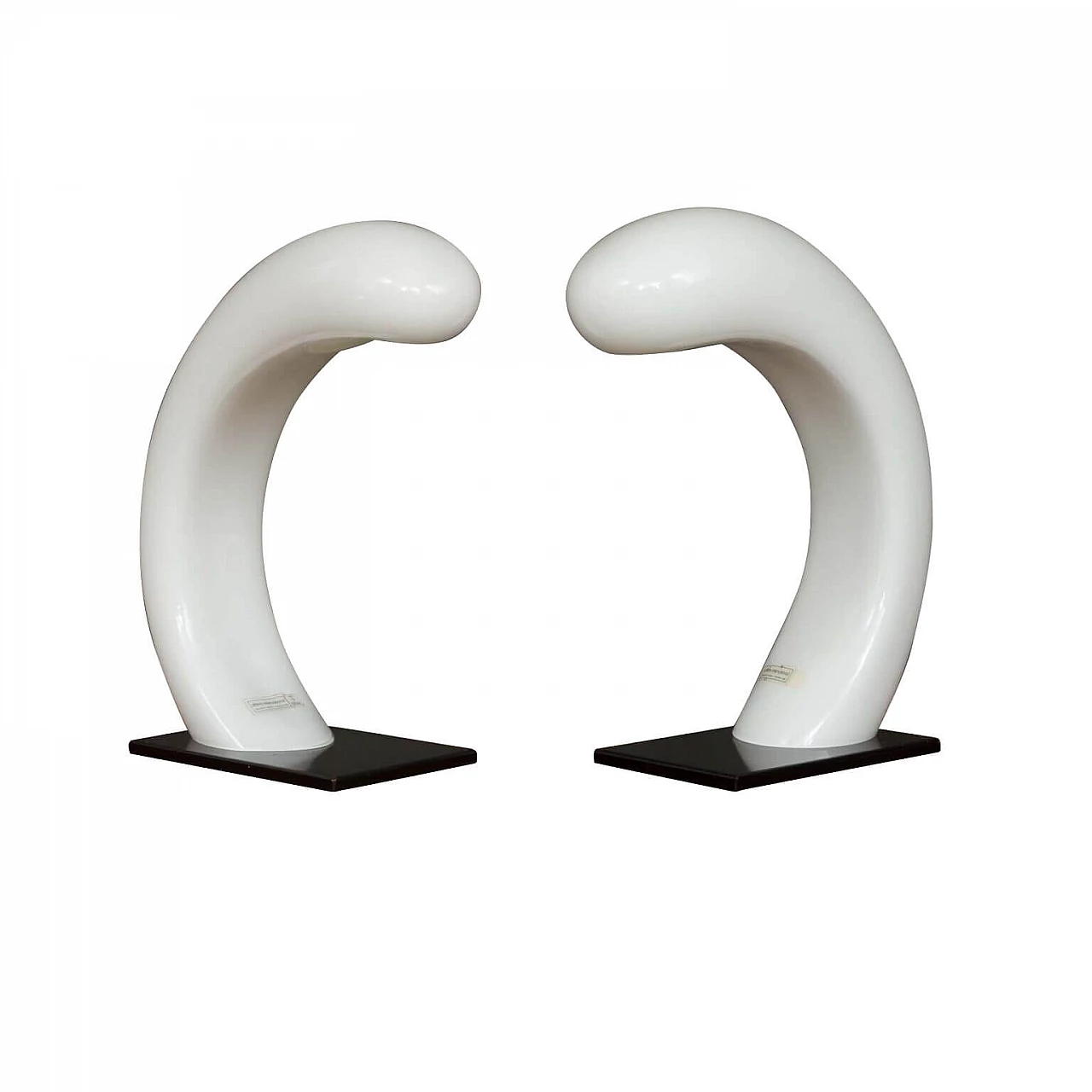 Pair of Cobra table lamps in Murano glass and varnished metal by Effetre International, 60s 1269242