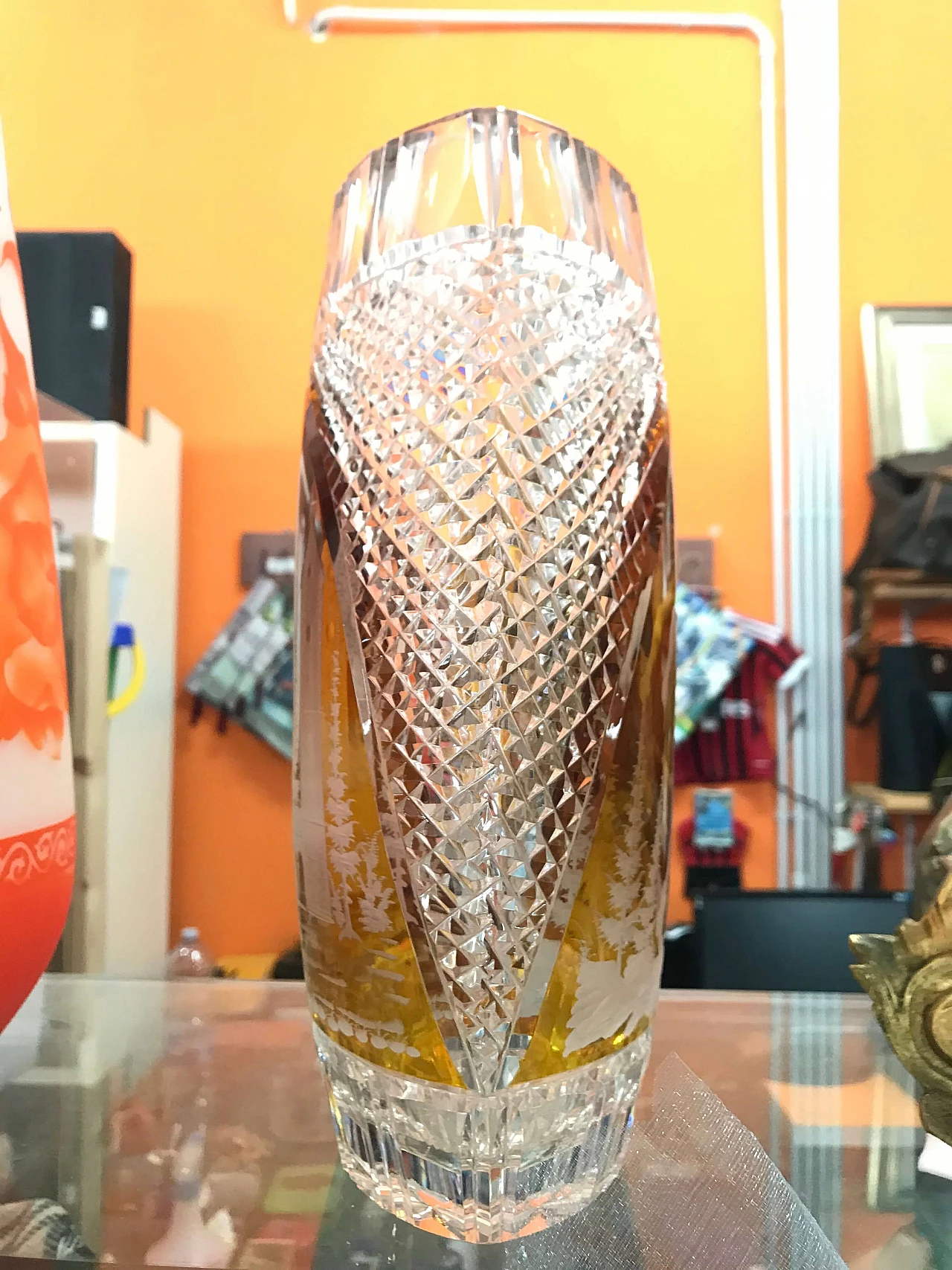 Vase in crystal with decoration, 40s 1269482