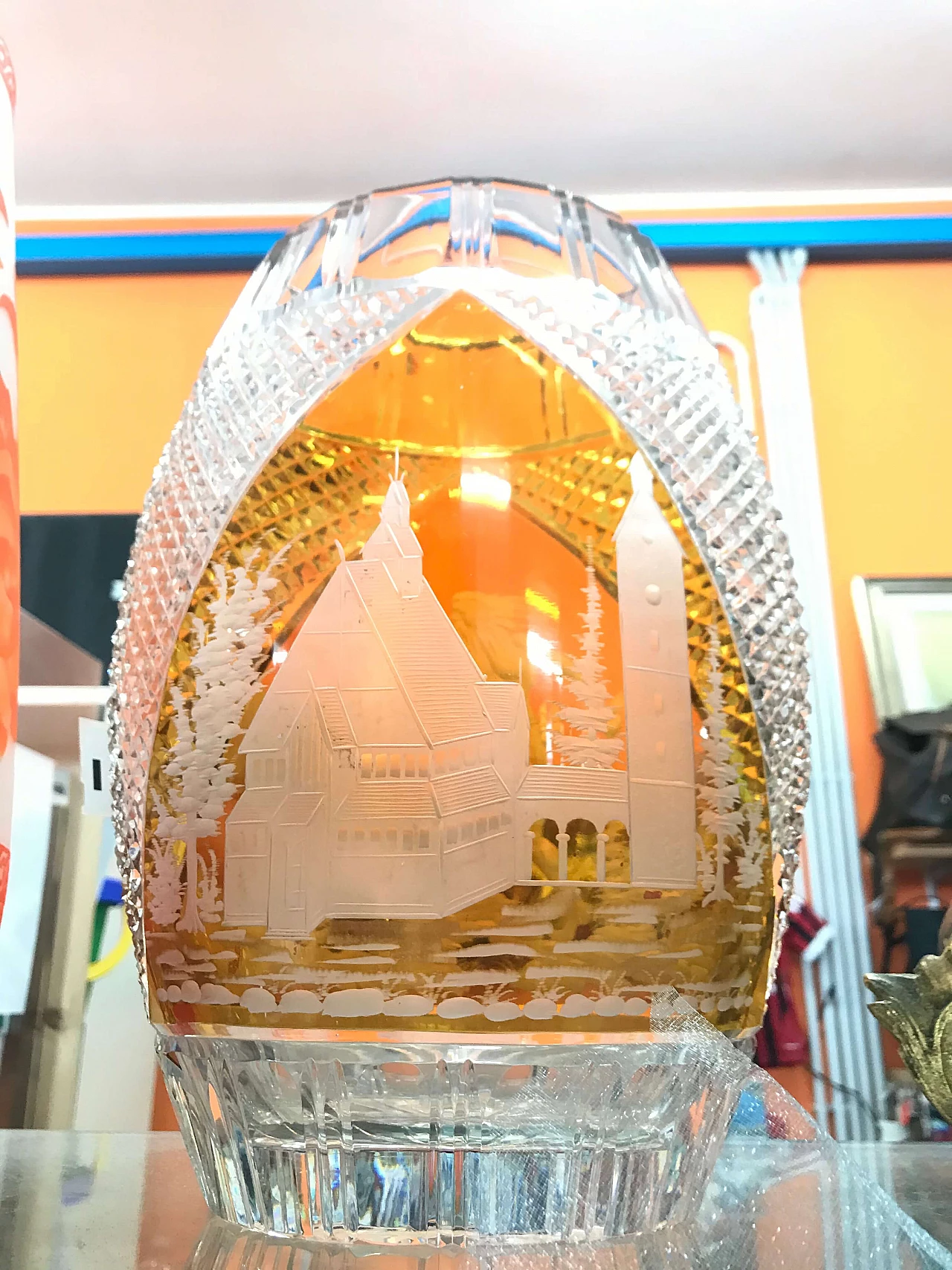 Vase in crystal with decoration, 40s 1269484