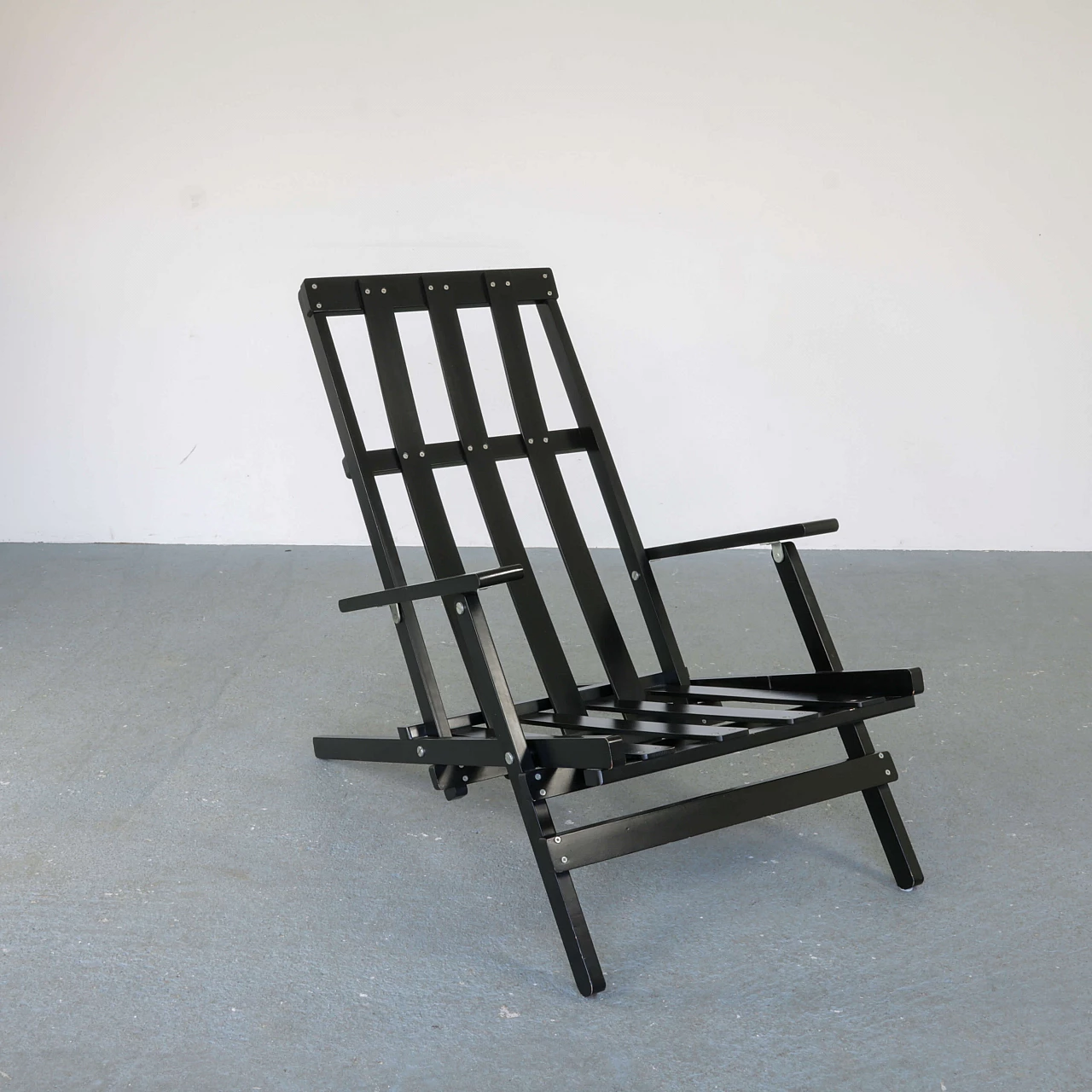 Deck chair by Dino Gavina in black lacquered wood, 70s 1270251