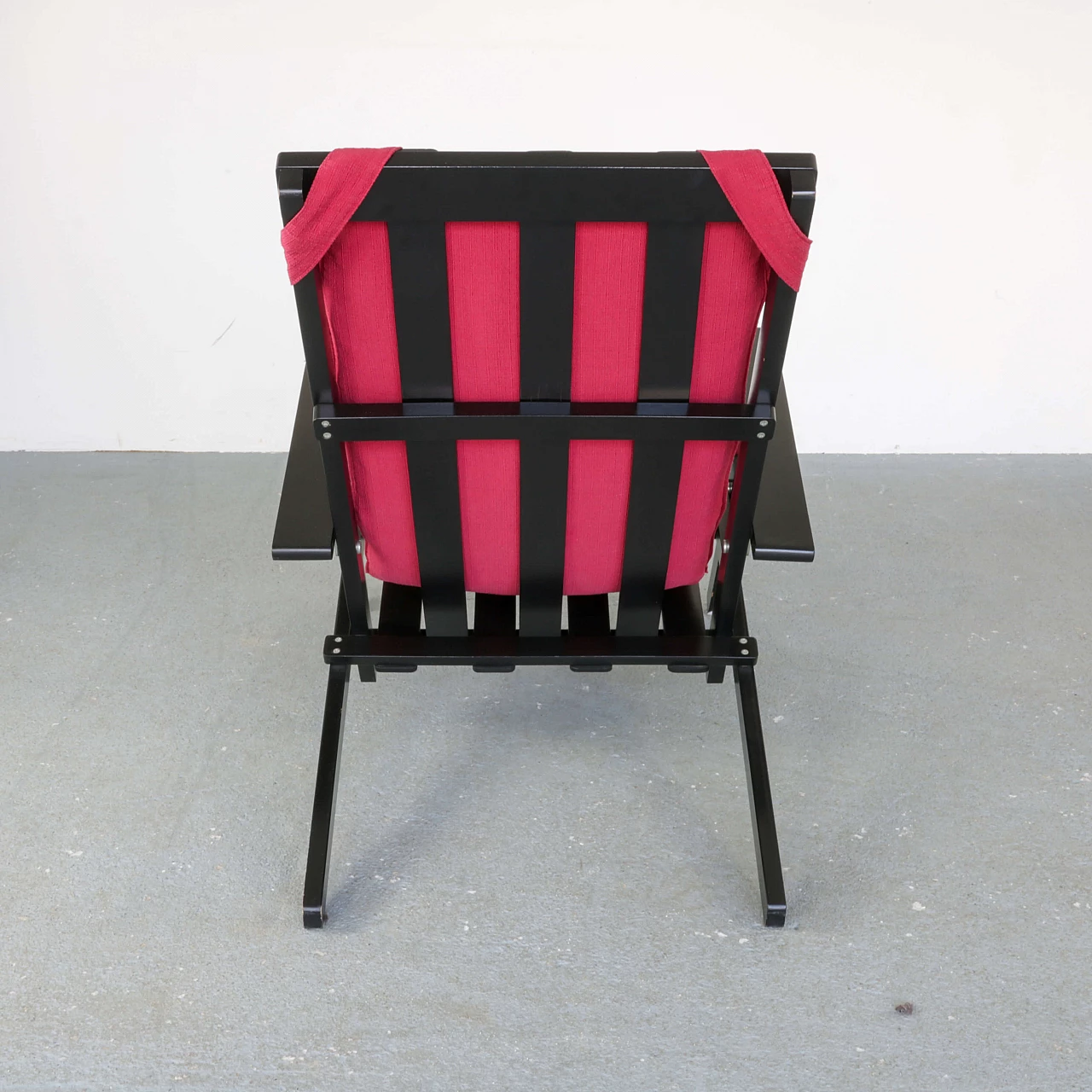 Deck chair by Dino Gavina in black lacquered wood, 70s 1270259