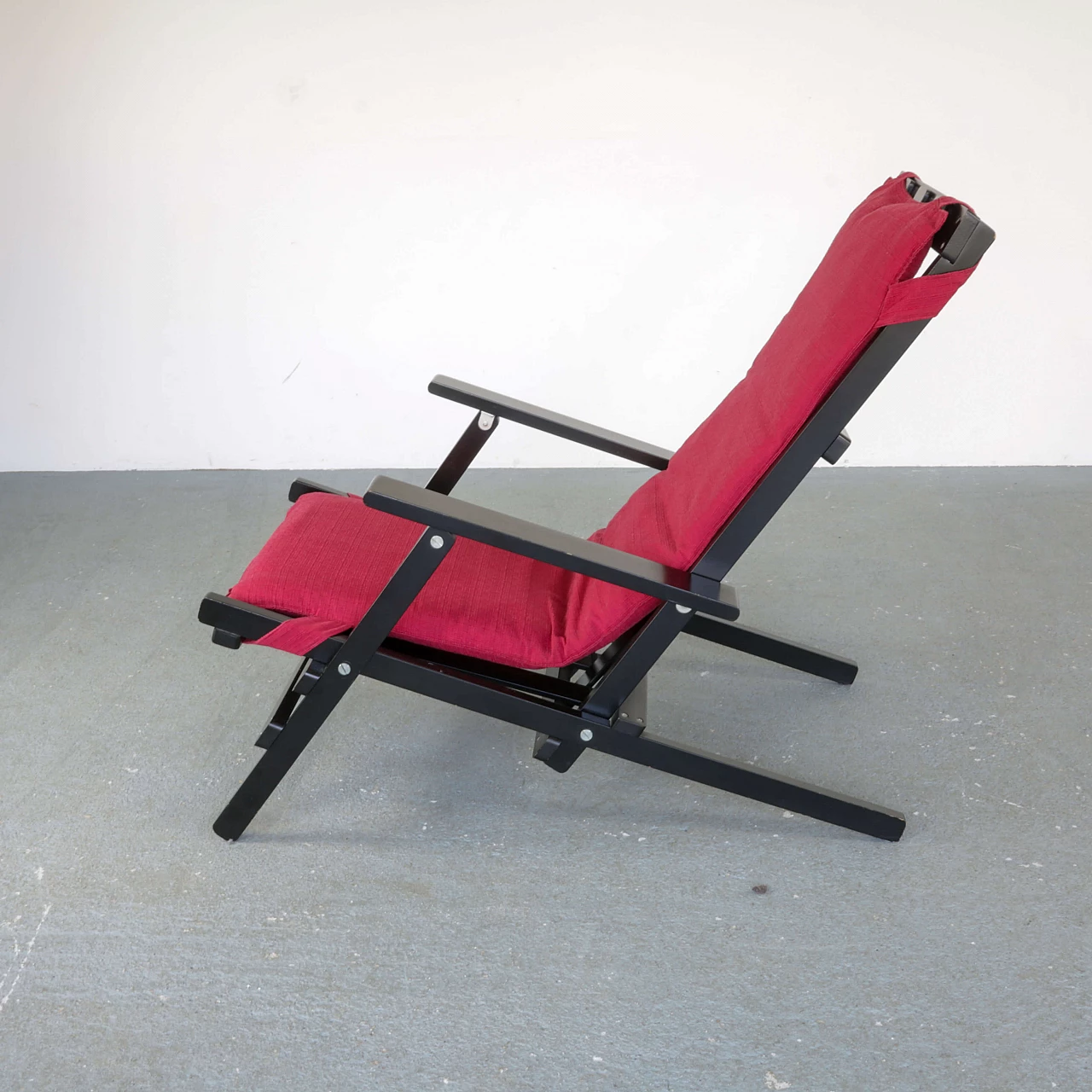 Deck chair by Dino Gavina in black lacquered wood, 70s 1270260