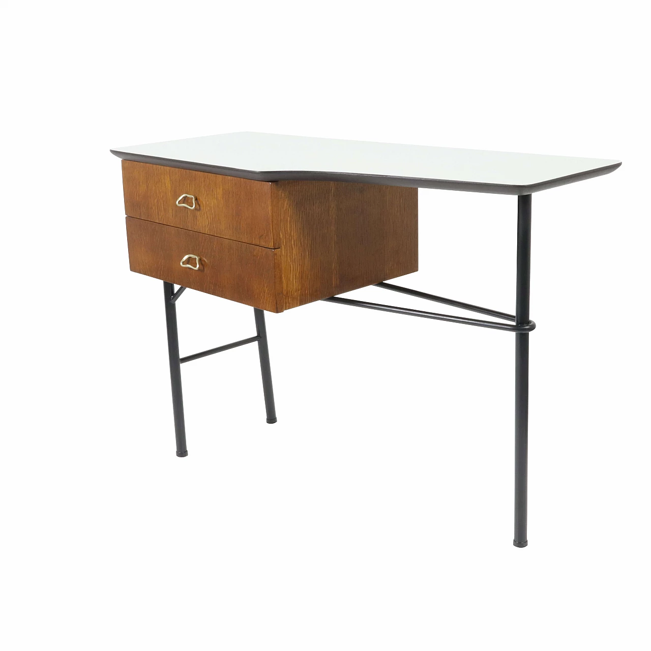 Scrivania con piano in formica azzurra, anni '50 1270286