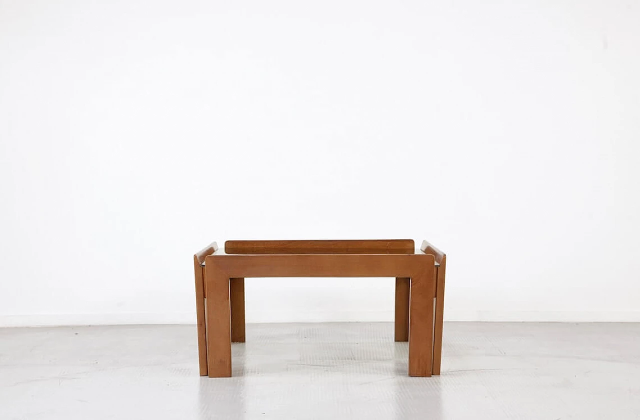 Coffee table in walnut and smoked glass by Afra & Tobia Scarpa for Cassina, 60s 1270496