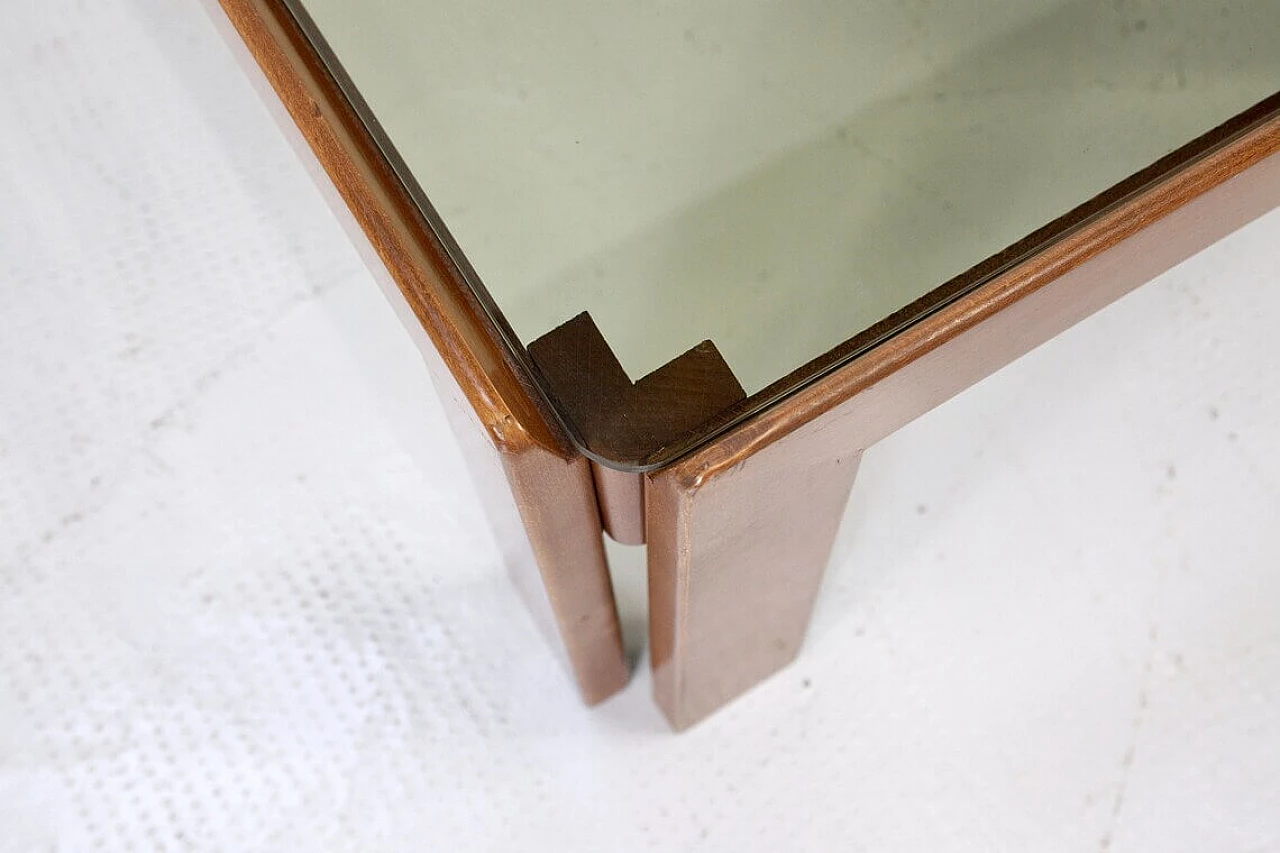 Coffee table in walnut and smoked glass by Afra & Tobia Scarpa for Cassina, 60s 1270498