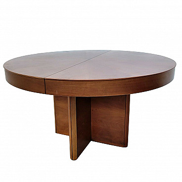 Round extendable Fiorenza table in walnut by Tito Agnoli for Molteni, 70s