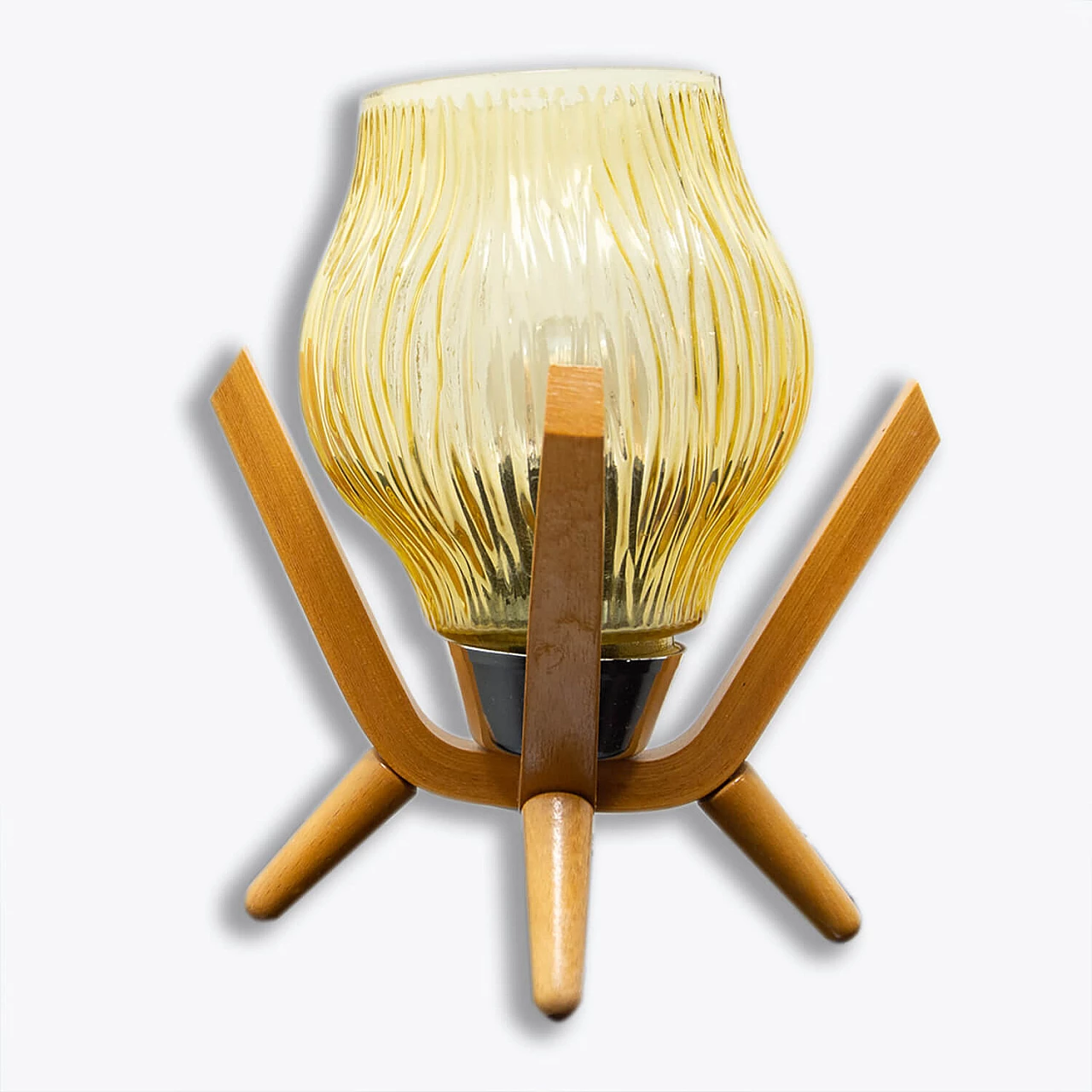 Table lamp in wood and glass by Drevo Humpolec, 60s 1270788