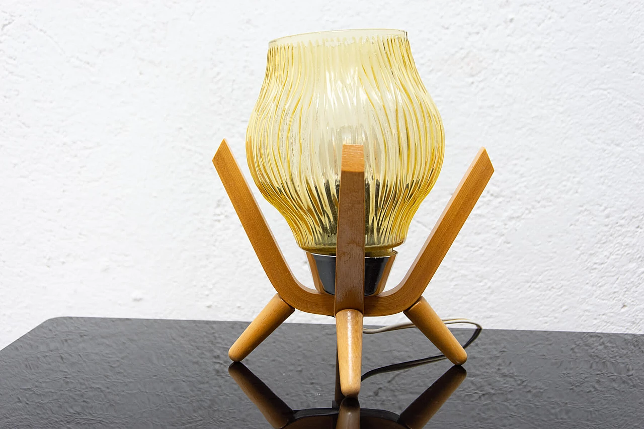 Table lamp in wood and glass by Drevo Humpolec, 60s 1270789