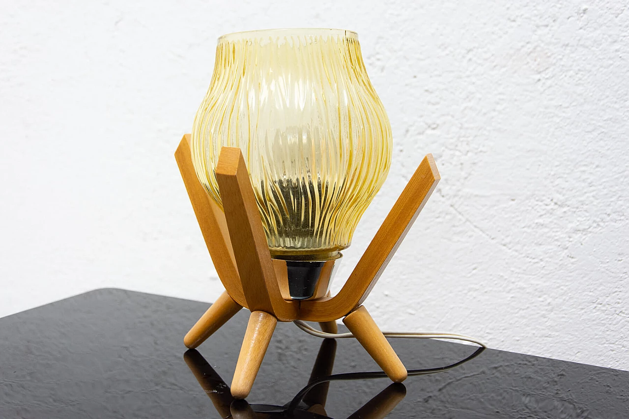 Table lamp in wood and glass by Drevo Humpolec, 60s 1270790