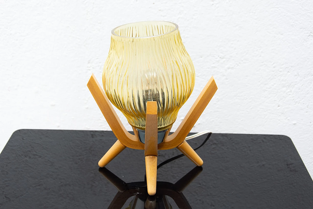 Table lamp in wood and glass by Drevo Humpolec, 60s 1270791