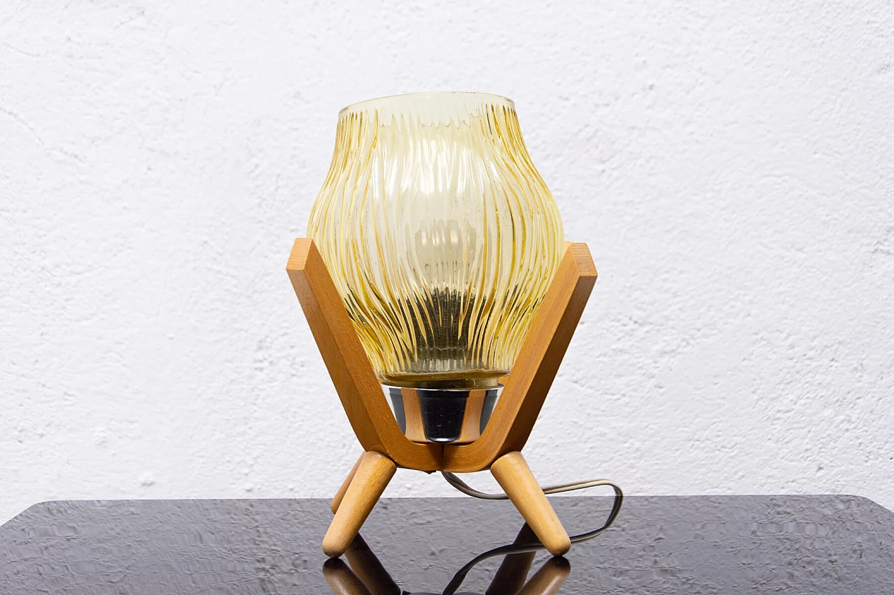 Table lamp in wood and glass by Drevo Humpolec, 60s 1270794