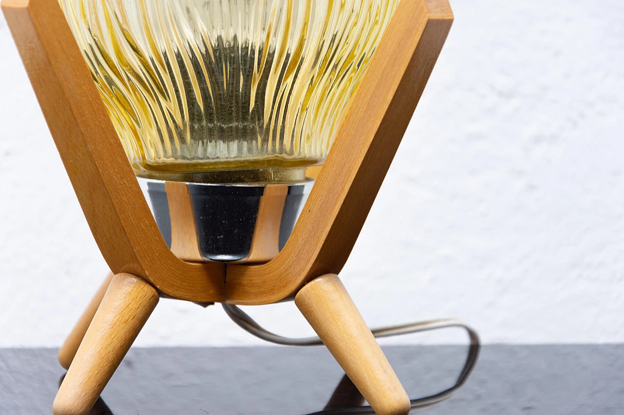 Table lamp in wood and glass by Drevo Humpolec, 60s 1270795