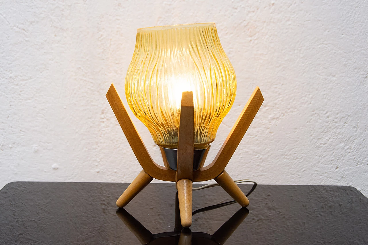 Table lamp in wood and glass by Drevo Humpolec, 60s 1270798