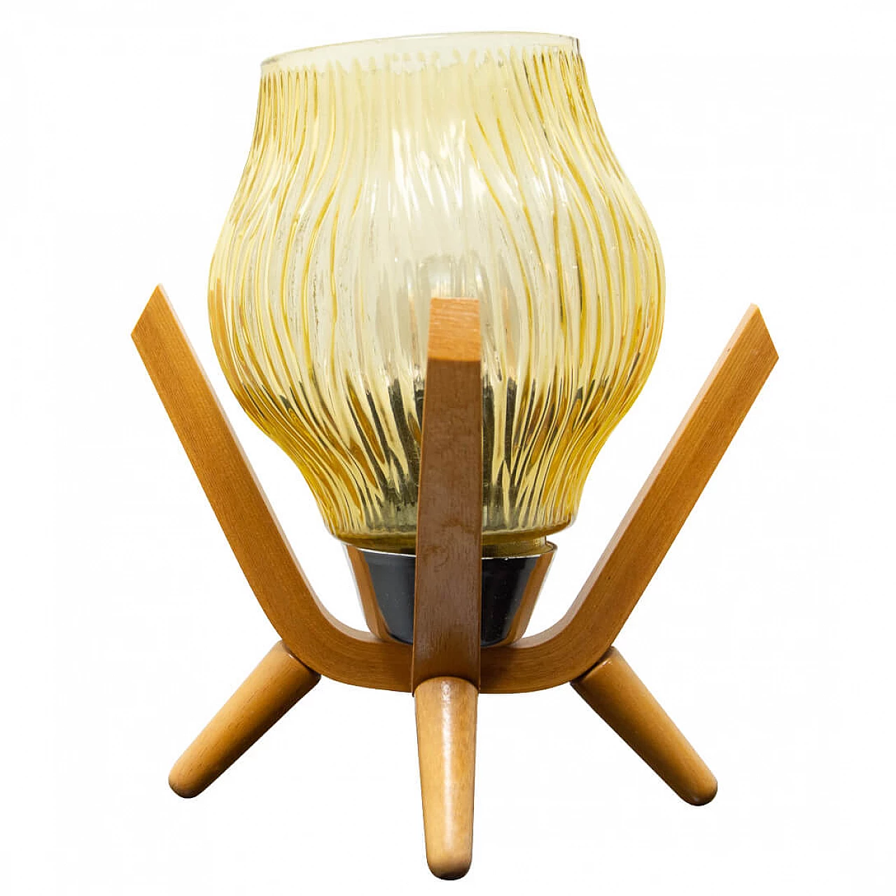 Table lamp in wood and glass by Drevo Humpolec, 60s 1270822