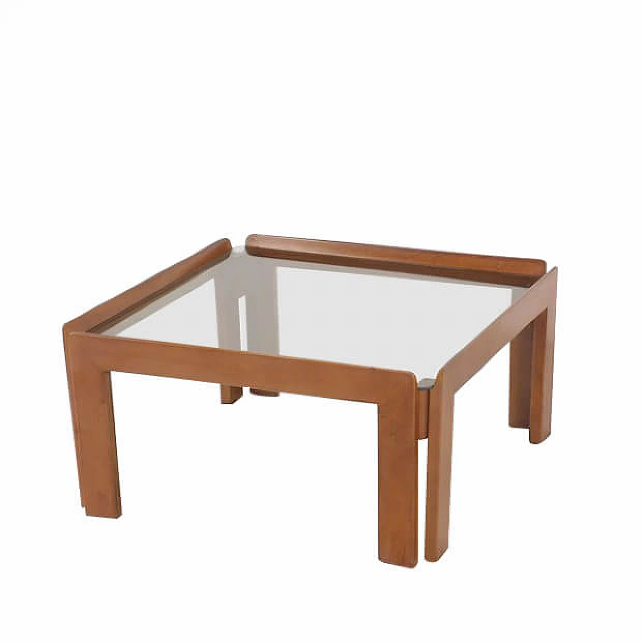 Coffee table in walnut and smoked glass by Afra & Tobia Scarpa for Cassina, 60s 1270852