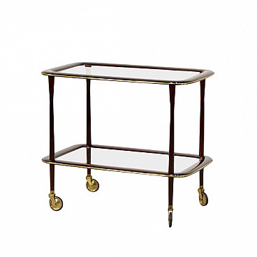 Drinks trolley in mahogany, brass and glass by Ico Parisi, 50s