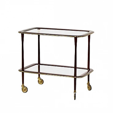 Drinks trolley in mahogany, brass and glass by Ico Parisi, 50s