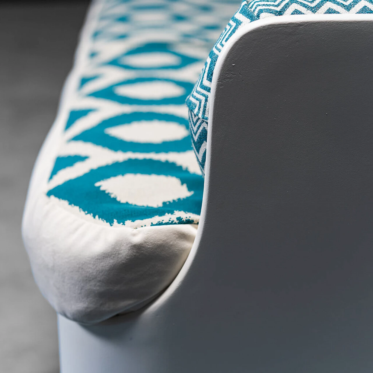 Space Age 3 seater sofa in velvet and cotton, 70s 1270952