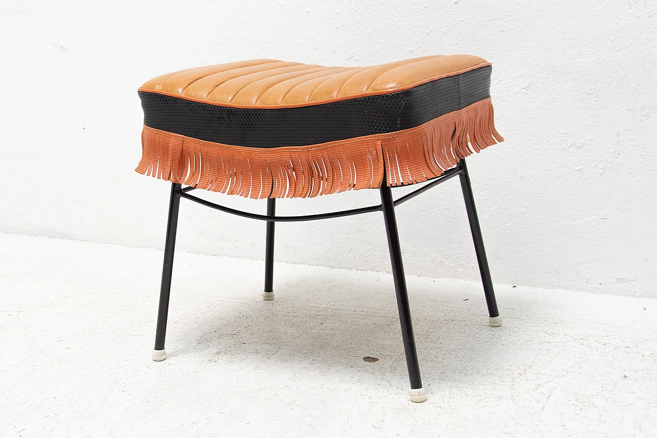 Stool in leather and iron, 60s 1271697