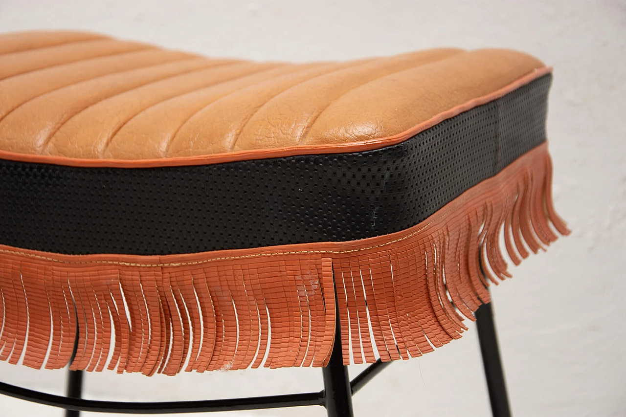 Stool in leather and iron, 60s 1271701