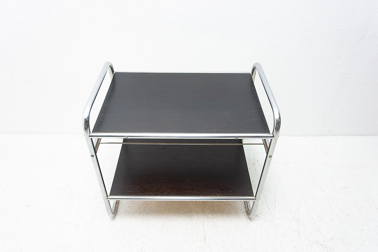 Chromed Bauhaus side table in oak, 1930s 1271717