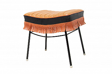 Stool in leather and iron, 60s
