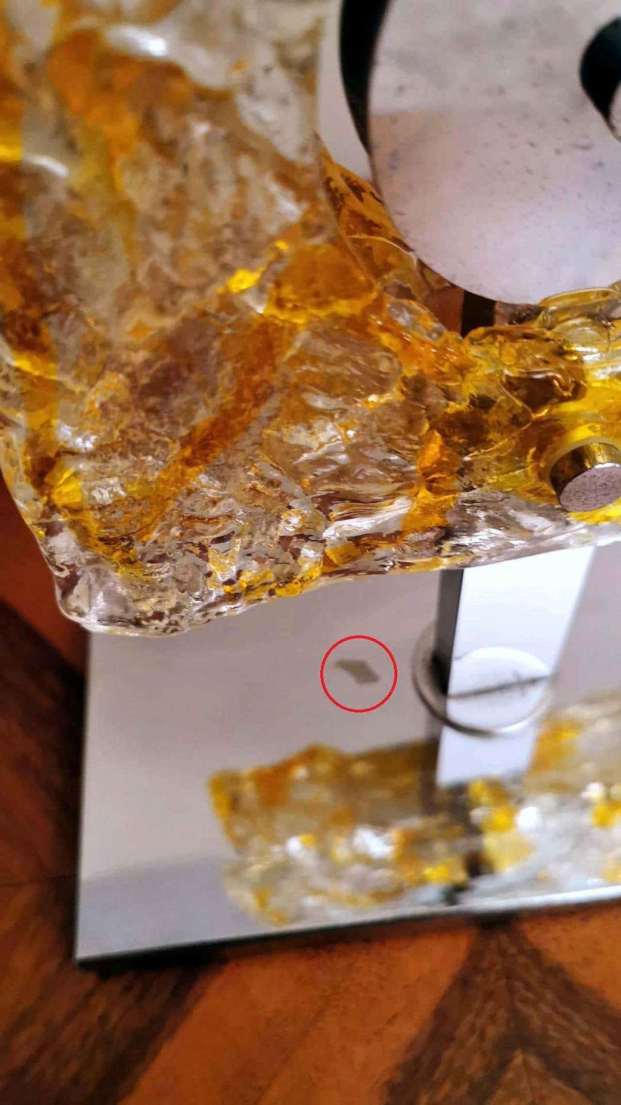 Lampada da tavolo in metallo nichelato e vetro di Murano di Mazzega, anni '60 1271929