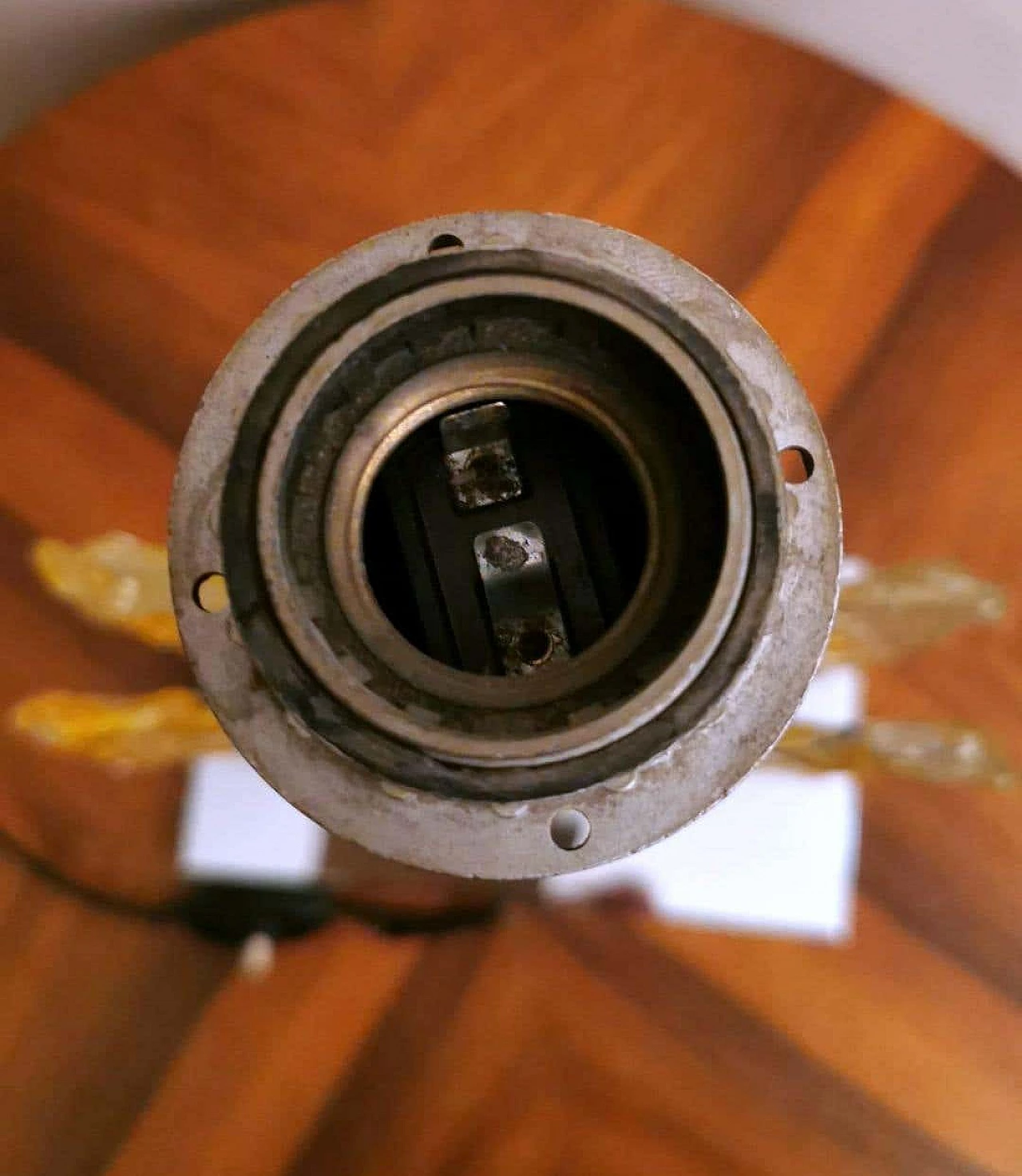 Lampada da tavolo in metallo nichelato e vetro di Murano di Mazzega, anni '60 1271932