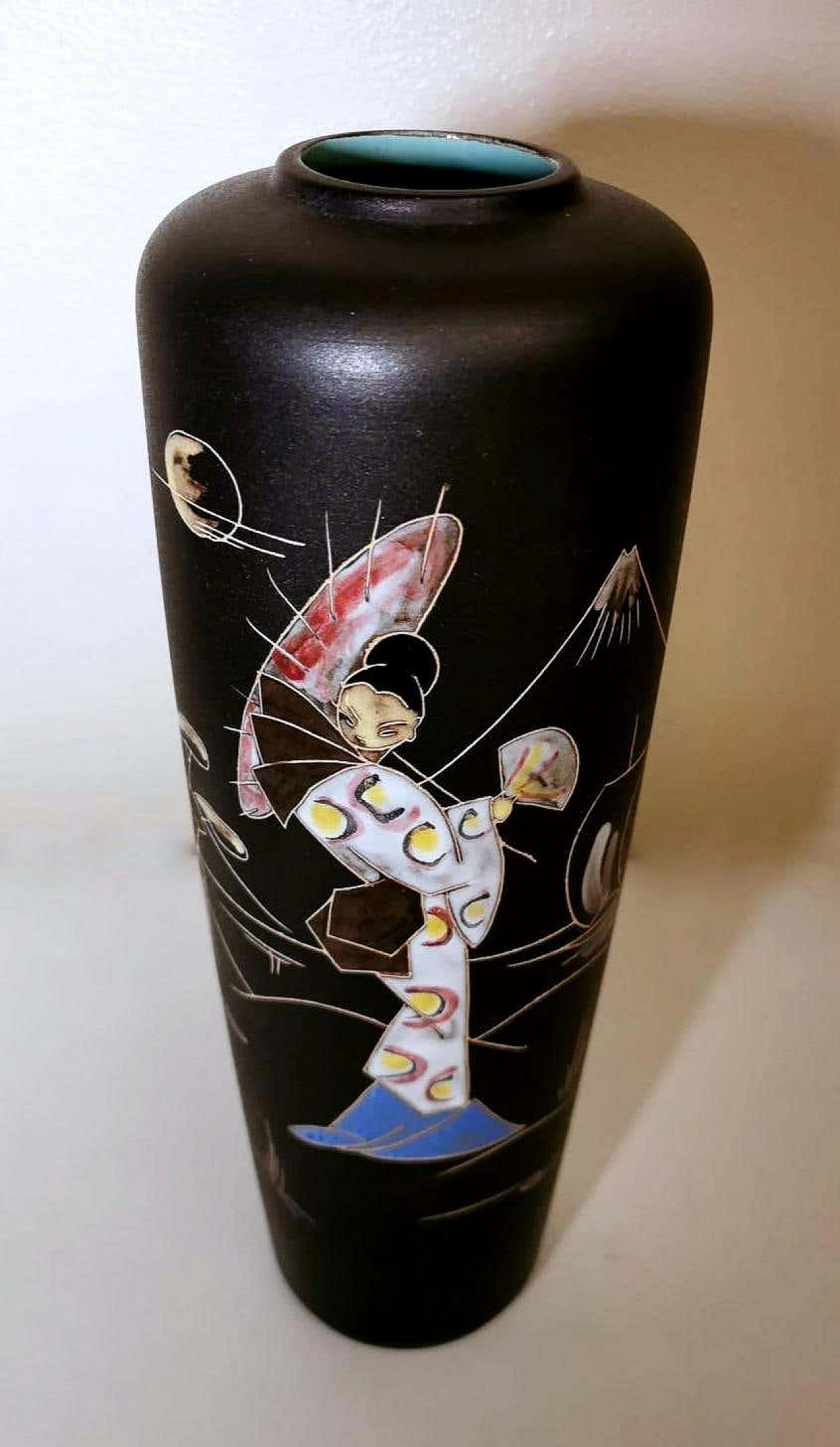 Vase with Japanese decoration in ceramic by Ruscha Keramik, 60s 1271936