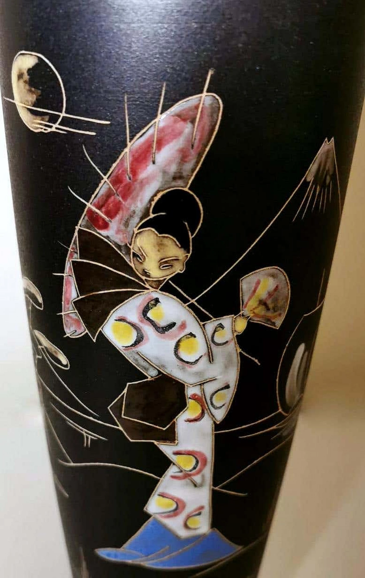 Vase with Japanese decoration in ceramic by Ruscha Keramik, 60s 1271941