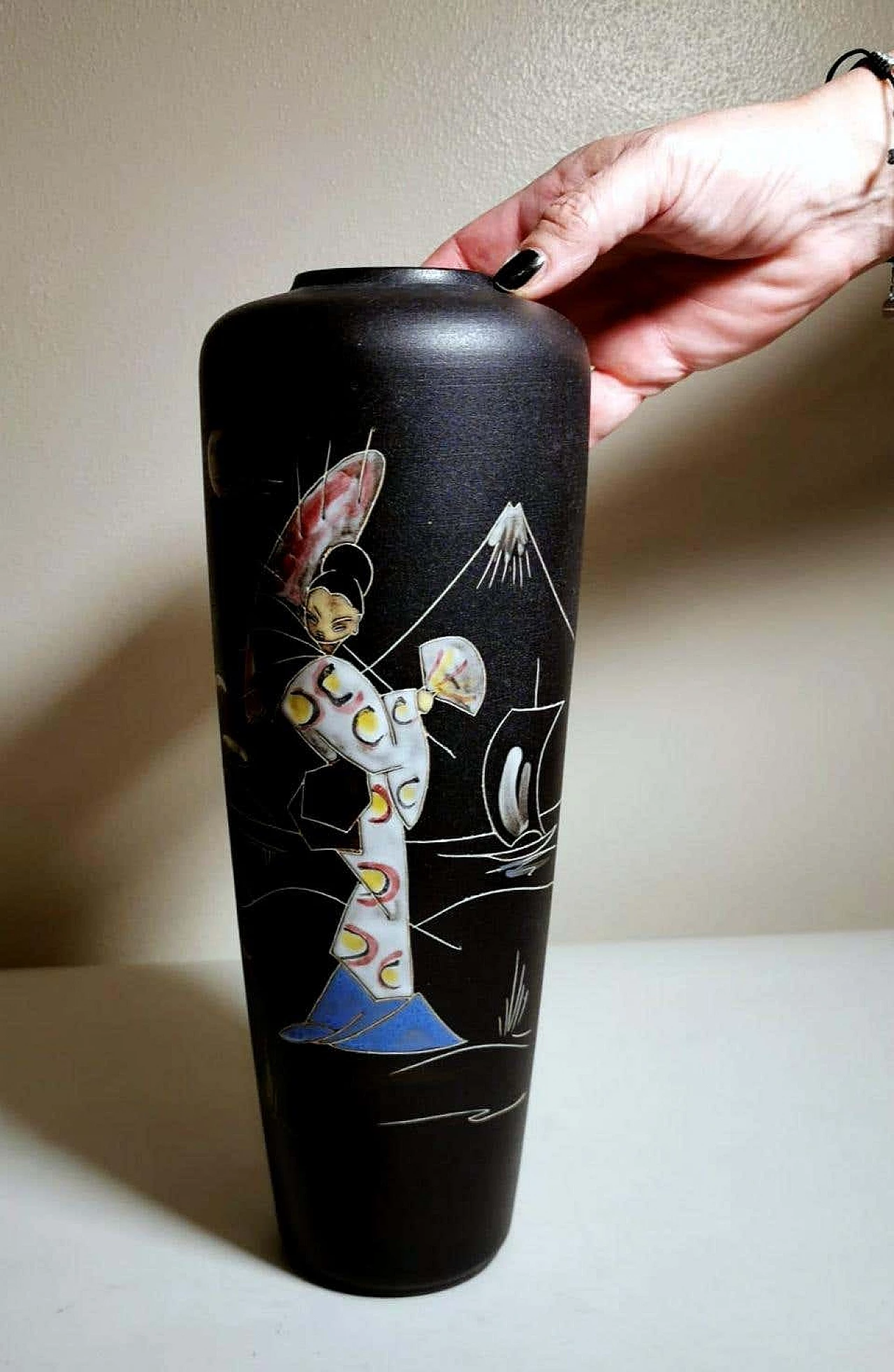 Vase with Japanese decoration in ceramic by Ruscha Keramik, 60s 1271947