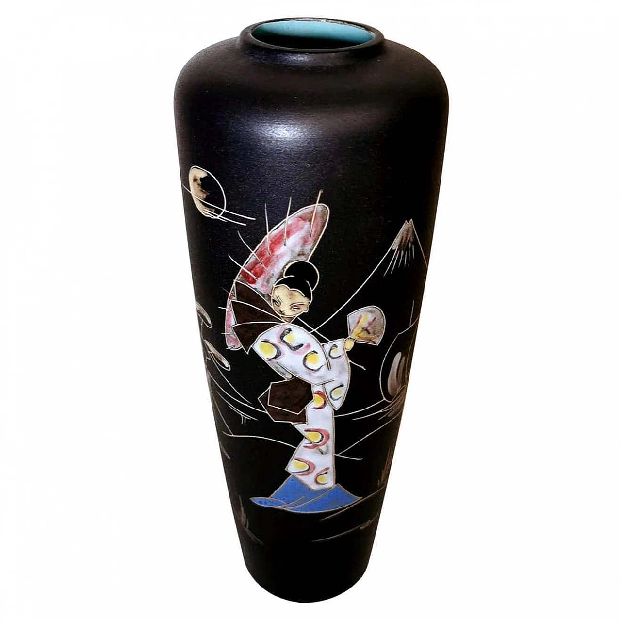Vase with Japanese decoration in ceramic by Ruscha Keramik, 60s 1271948