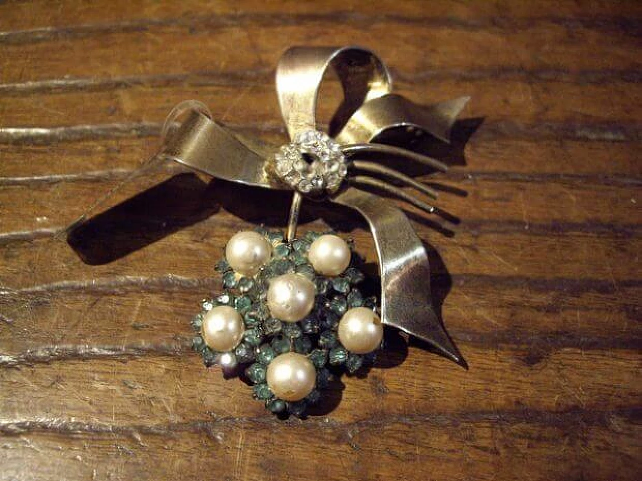 Bijoux brooch in sterling silver and crystals, 50s 1272181