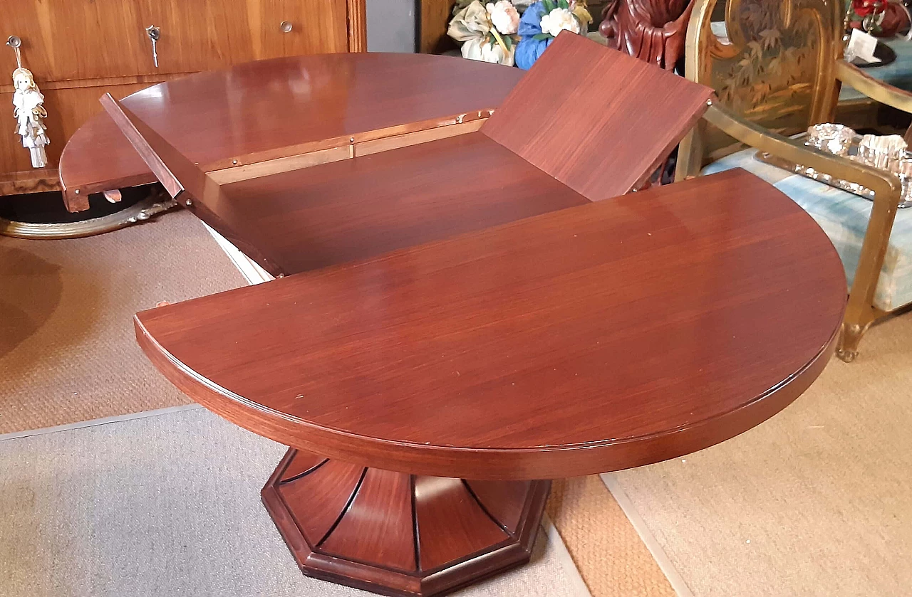 Extendable round table in Art Deco style in rosewood, 30s 1272220