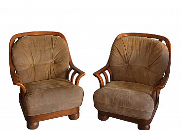 Pair of armchairs in walnut by Borbonese, 1940s