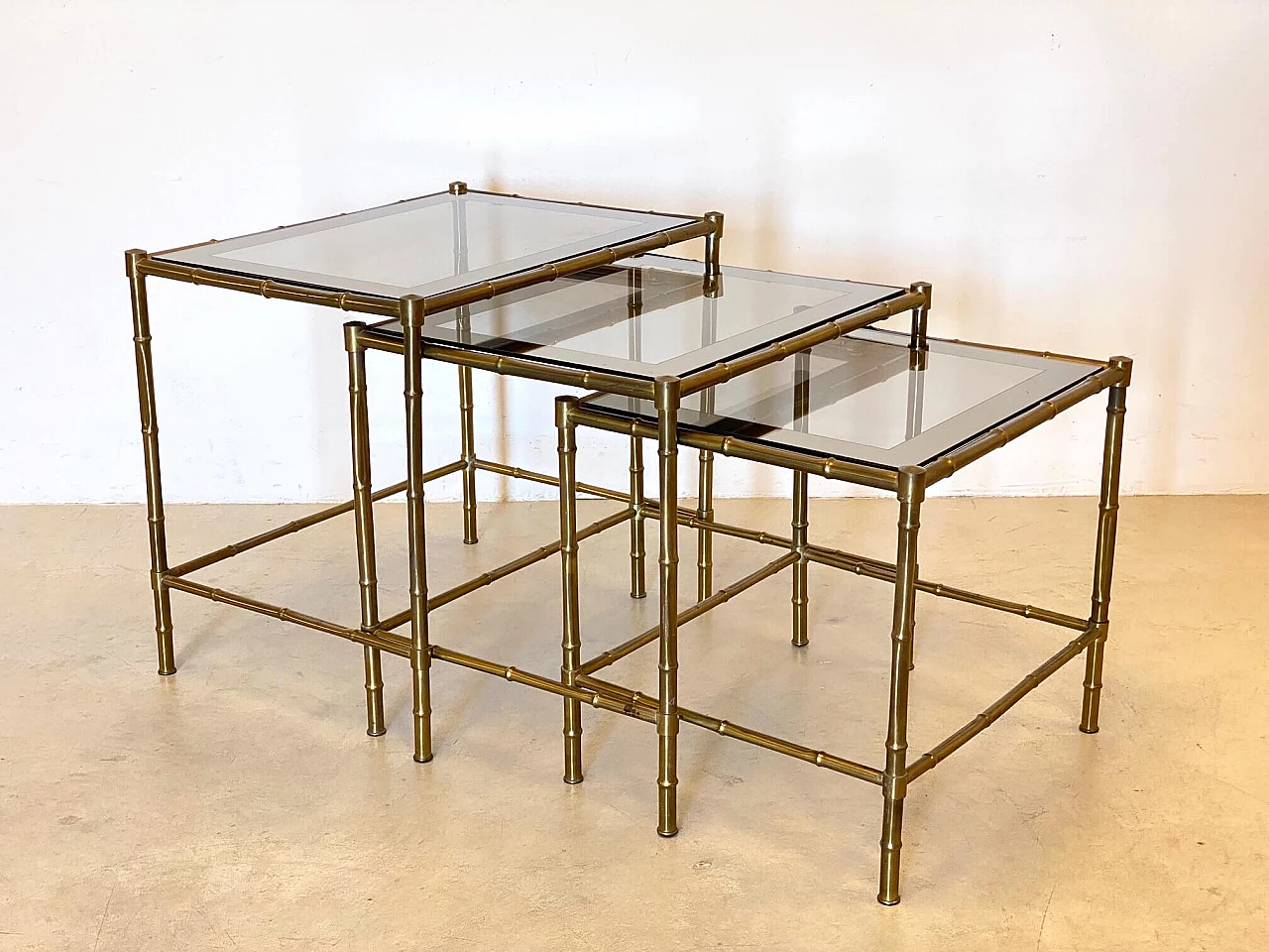 Brass bamboo nesting tables, 1970s 1272432