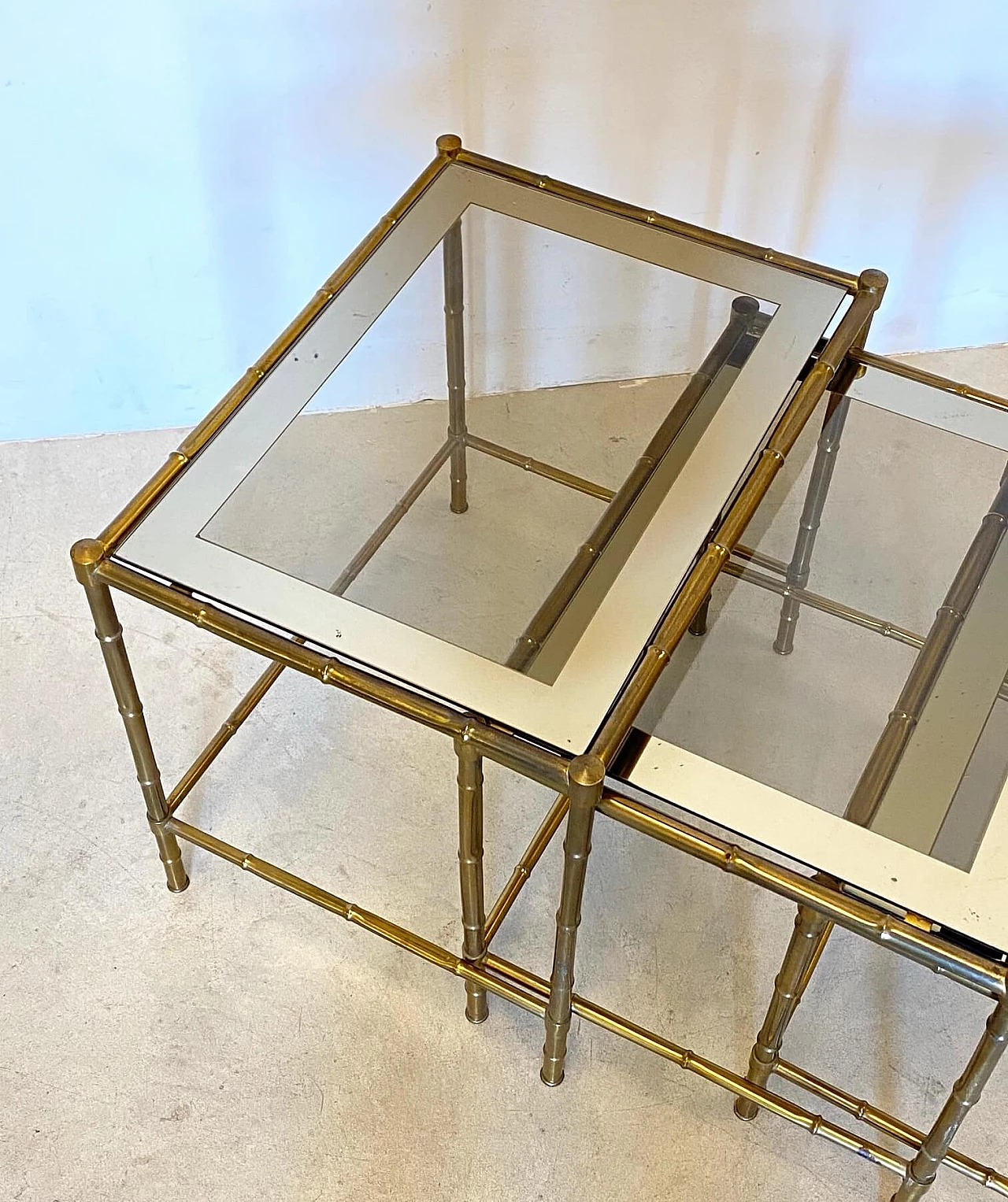 Brass bamboo nesting tables, 1970s 1272433