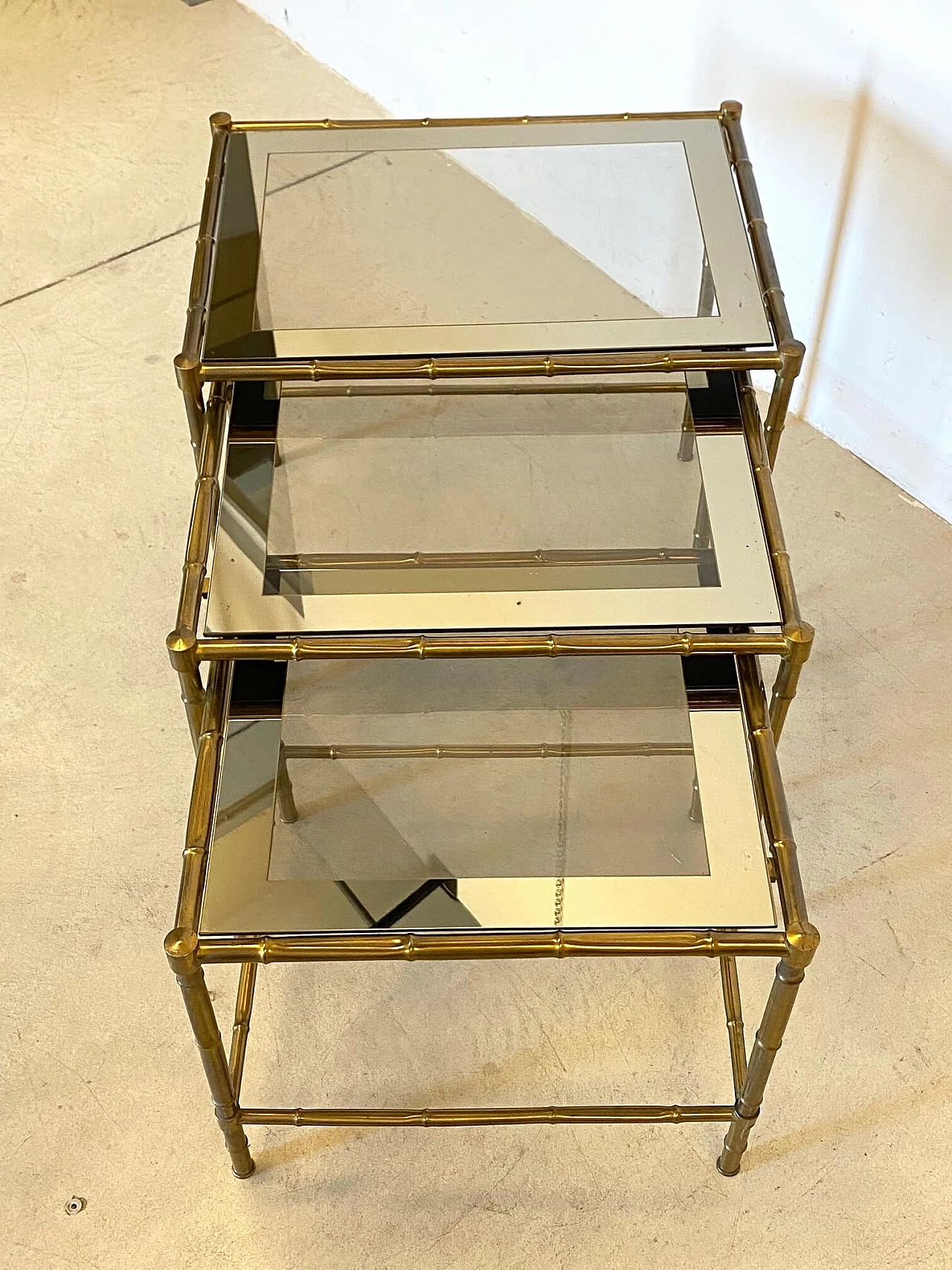 Brass bamboo nesting tables, 1970s 1272434