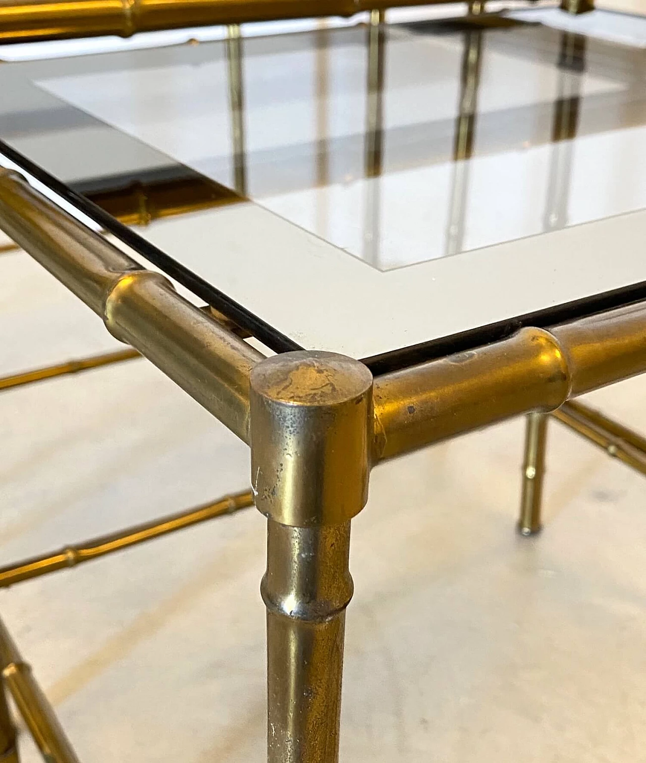 Brass bamboo nesting tables, 1970s 1272435