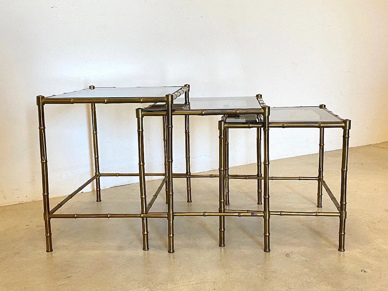 Brass bamboo nesting tables, 1970s 1272436